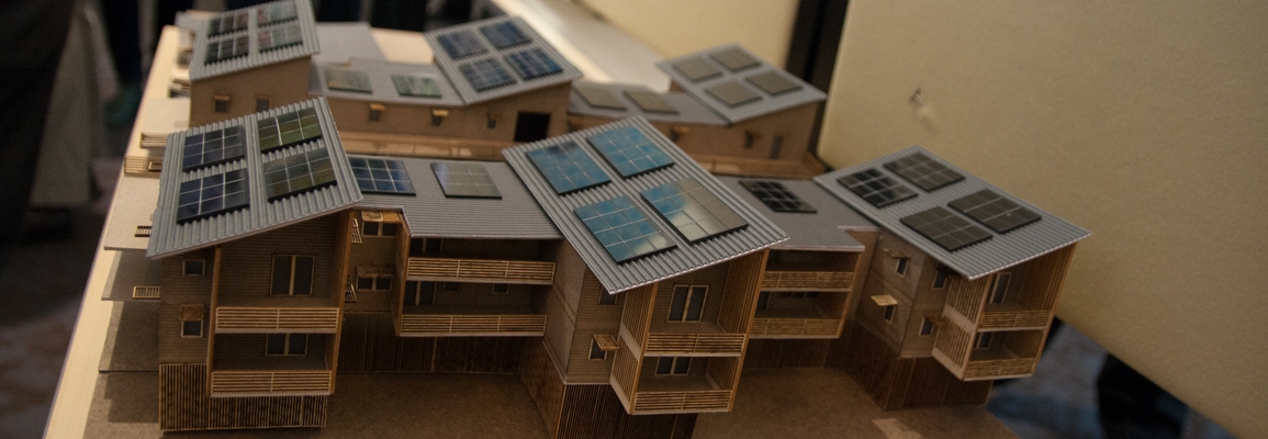Model of a house with solar panels