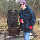 Aaron Bradshaw, Graduate Student at Nexus facility, Appalachian State University making hemp stalk biochar
