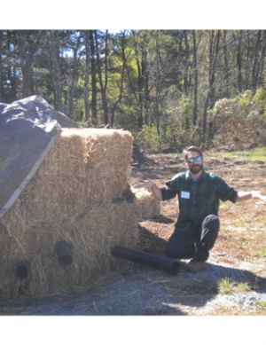 Nathan Anderson explaining the compost heating system at Nexus