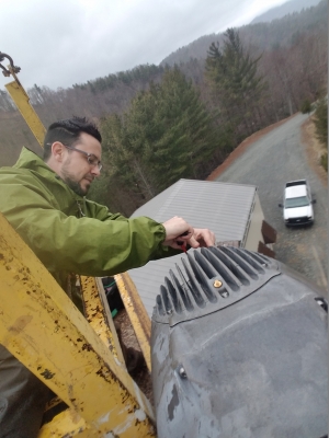 Chris Stevens, Technology Grad Student Repairing Turbine