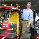 Senior Lecturer Jack Martin in Ludhiana, India with a Neelam Electric Rickshaw. Photo courtesy of Jack Martin